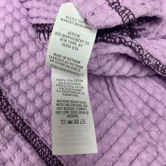 New Offline by Aerie Womens Small Cotton Blend Waffled Long Sleeve Crew Neck Top - Picture 7 of 7